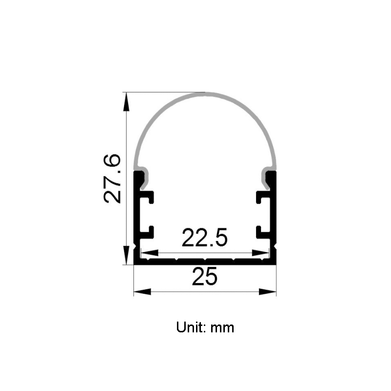 LED Strip Light Channel With Arc PC Cover For 20mm White LED Tape Light LED Strip Light Channel With Arc PC Cover For 20mm White LED Tape Light
